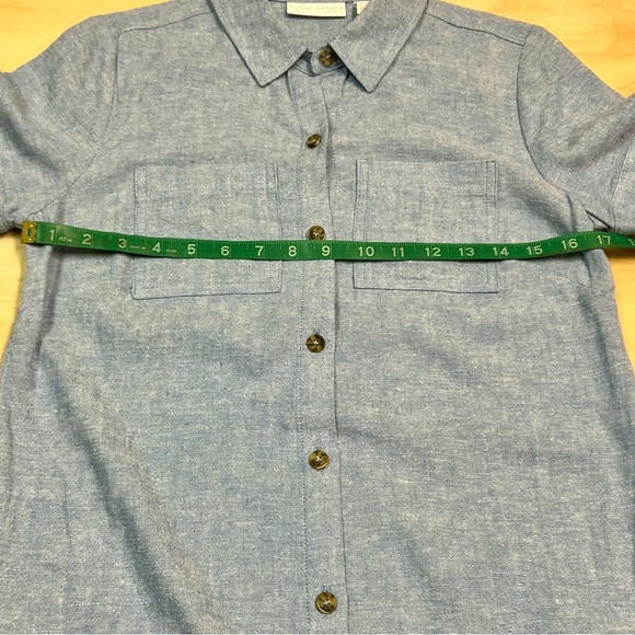 Susan Graver Women’s Linen Blend Blue Button Down Shirt Dress Size XXS - Picture 9 of 9